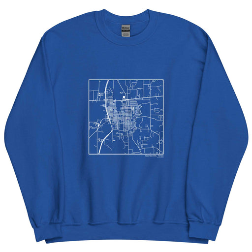 Gainesville Texas  Map Unisex Crewneck Sweater with City inscription in Royal Blue