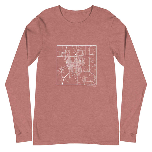 Gainesville Texas  Map Unisex Long-Sleeve T-shirt with City inscription in Heather Mauve
