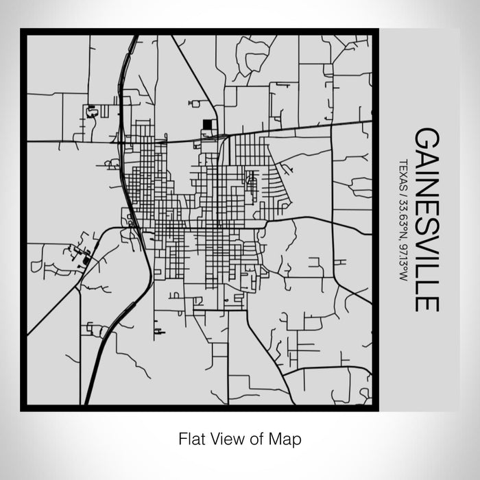 Rendered View of Gainesville Texas Map on 17oz Stainless Steel Insulated Tumbler in Tactile Lines with Succulent in Background