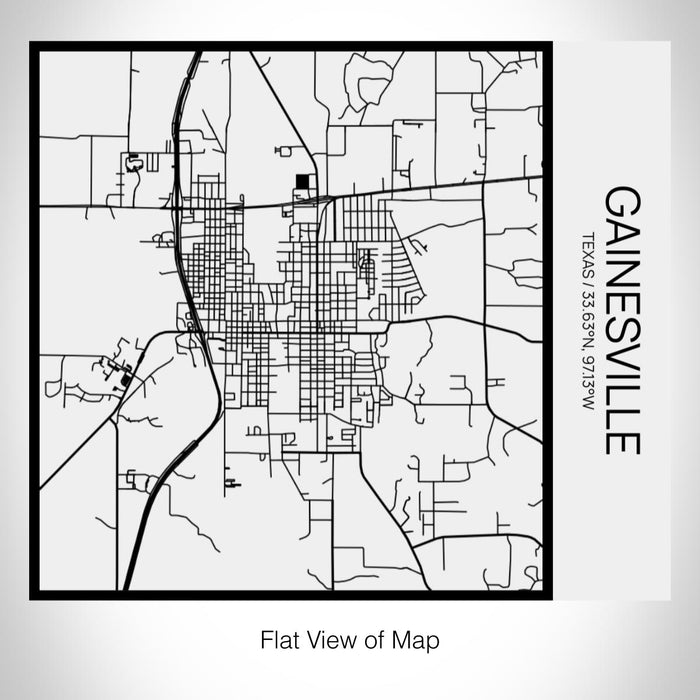 Rendered View of Gainesville Texas Map on 17oz Stainless Steel Insulated Tumbler in Matte White with Tactile Lines
