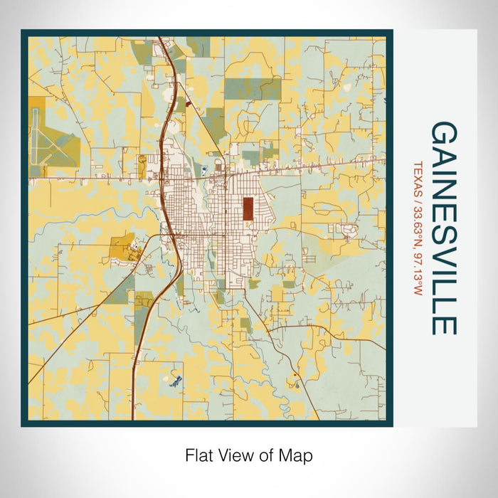 Rendered View of Gainesville Texas Map on 17oz Stainless Steel Insulated Tumbler in Woodblock Map Style