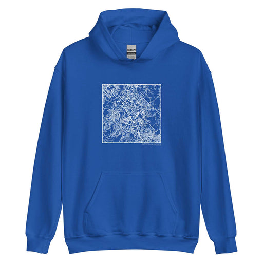 Gaithersburg Maryland  Map Unisex Hoodie Sweater with City inscription in Royal Blue