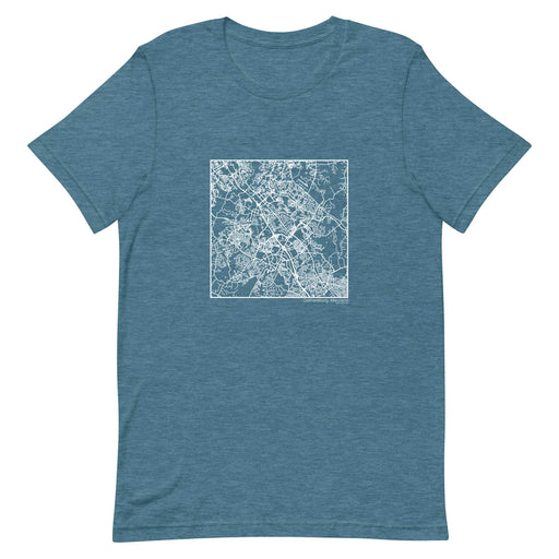 Gaithersburg Maryland  Map Unisex T-Shirt with City inscription in Heather Teal
