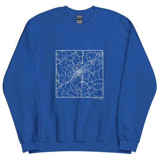 Galax Virginia Map Unisex Crewneck Sweater with City inscription in Royal Blue
