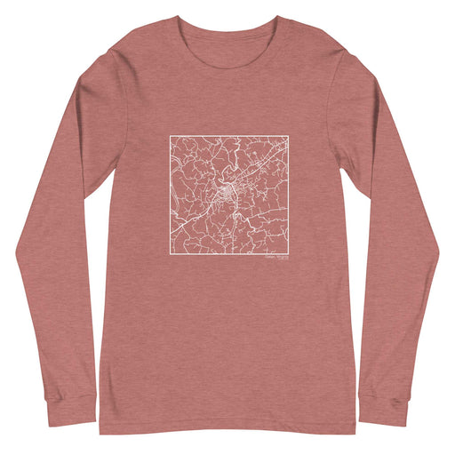 Galax Virginia Map Unisex Long-Sleeve T-shirt with City inscription in Heather Mauve