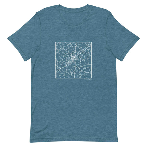 Galax Virginia Map Unisex T-Shirt with City inscription in Heather Teal