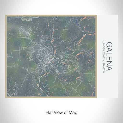 Rendered View of Galena Illinois Map on 20oz Stainless Steel Insulated Bottle with Bamboo Top with printed afternoon style map