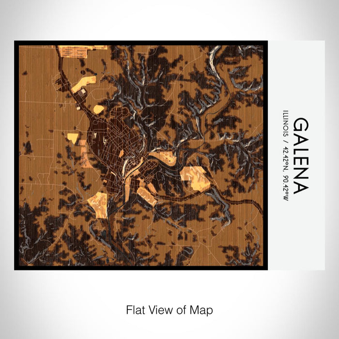 Rendered View of Galena Illinois Map on 20oz Stainless Steel Insulated Bottle with Bamboo Top with printed ember style map