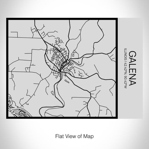 Rendered View of Galena Illinois Map on 20oz Stainless Steel Insulated Bottle with Bamboo Top with printed Tactile Lines Map in Black