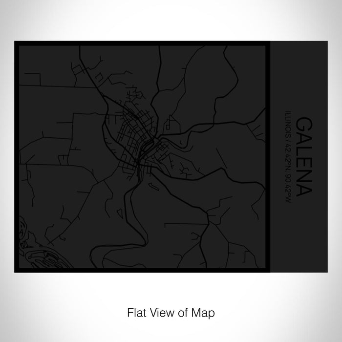 Rendered View of Galena Illinois Map on 20oz Stainless Steel Insulated Bottle with Bamboo Top in Matte Black with printed Tactile Lines Map in Black