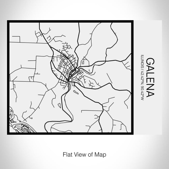 Rendered View of Galena Illinois Map on 20oz Stainless Steel Insulated Bottle with Bamboo Top in Matte White with printed Tactile Lines Map in Black