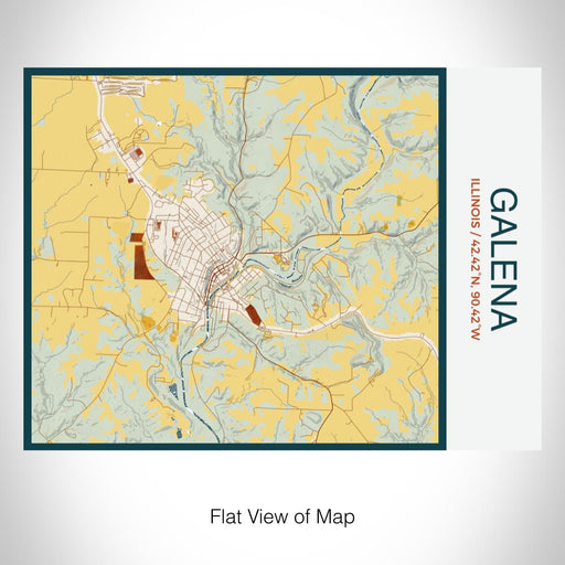 Rendered View of Galena Illinois Map on 20oz Stainless Steel Insulated Bottle with Bamboo Top with printed woodblock style map