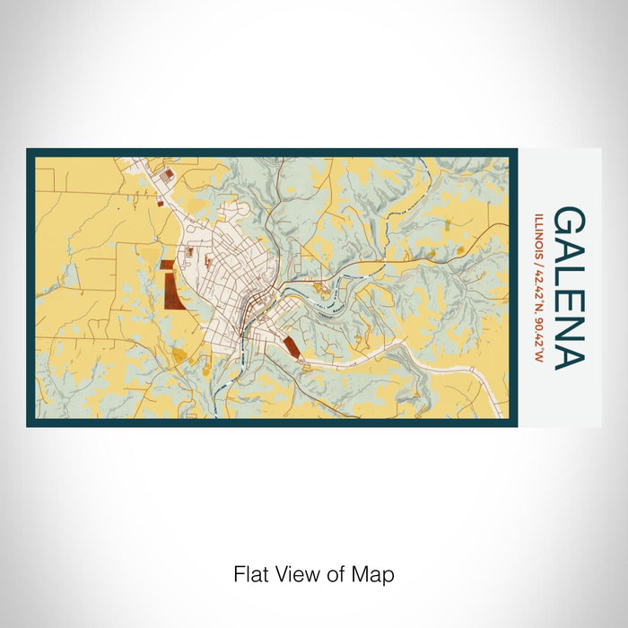 Rendered View of Galena Illinois Map on 17oz Stainless Steel Insulated Bottle with printed woodblock style map