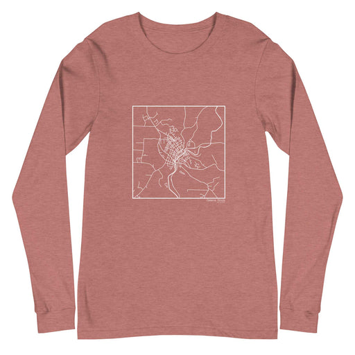 Galena Illinois  Map Unisex Long-Sleeve T-shirt with City inscription in Heather Mauve
