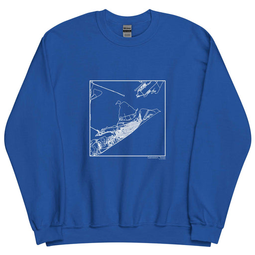 Galveston Texas  Map Unisex Crewneck Sweater with City inscription in Royal Blue