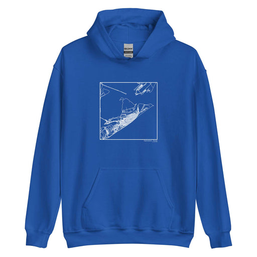 Galveston Texas  Map Unisex Hoodie Sweater with City inscription in Royal Blue