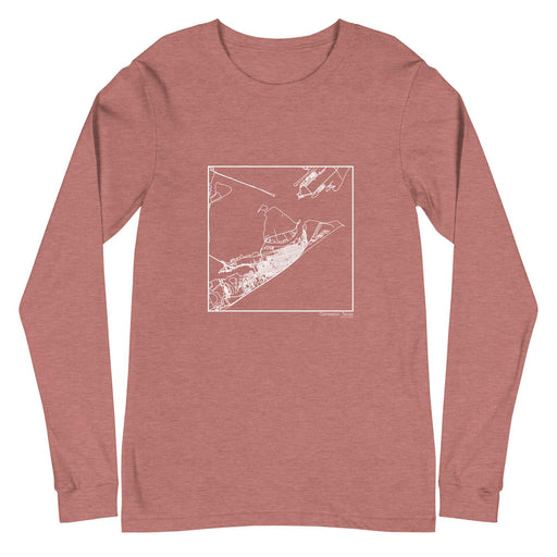 Galveston Texas  Map Unisex Long-Sleeve T-shirt with City inscription in Heather Mauve