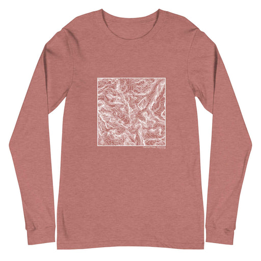 Gannett Peak Wyoming Topographic  Map Unisex Long-Sleeve T-shirt with City inscription in Heather Mauve