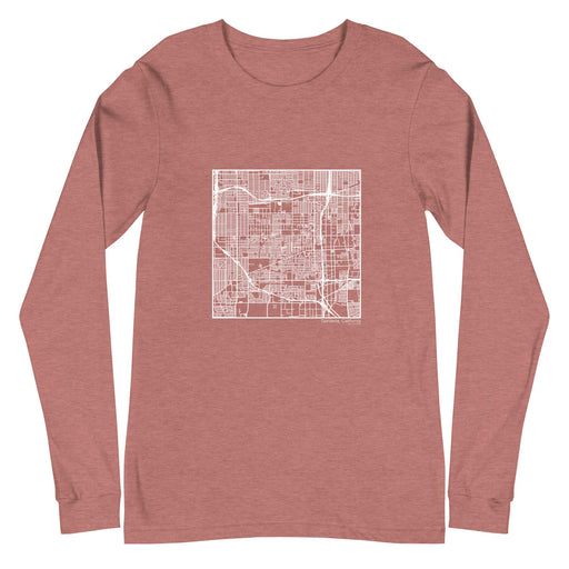 Gardena California  Map Unisex Long-Sleeve T-shirt with City inscription in Heather Mauve