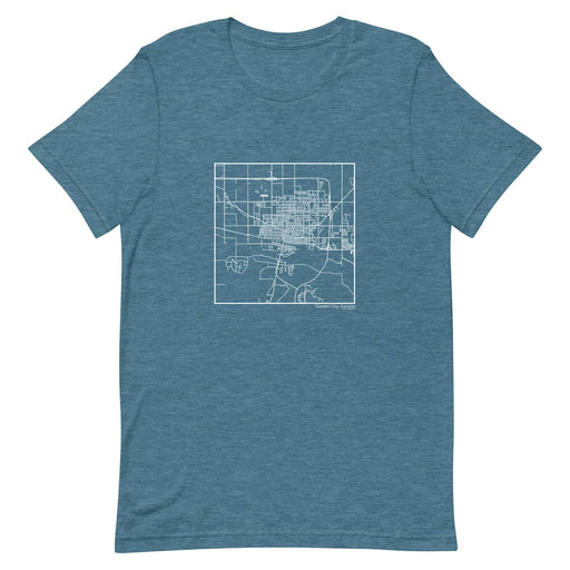Garden City Kansas  Map Unisex T-Shirt with City inscription in Heather Teal