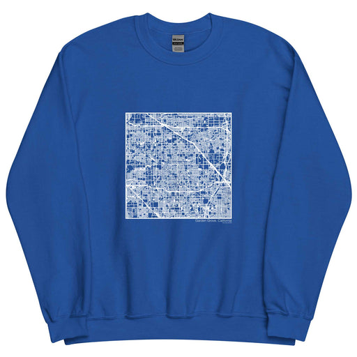 Garden Grove California  Map Unisex Crewneck Sweater with City inscription in Royal Blue