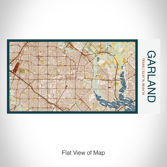 Rendered View of Garland Texas Map on 17oz Stainless Steel Insulated Bottle with printed woodblock style map