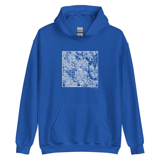 Garland Texas  Map Unisex Hoodie Sweater with City inscription in Royal Blue