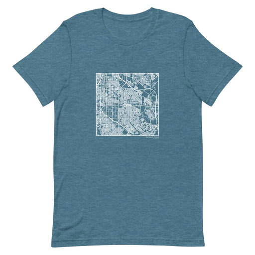 Garland Texas  Map Unisex T-Shirt with City inscription in Heather Teal