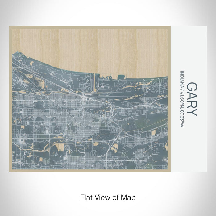 Rendered View of Gary Indiana Map on 20oz Stainless Steel Insulated Bottle with Bamboo Top with printed afternoon style map