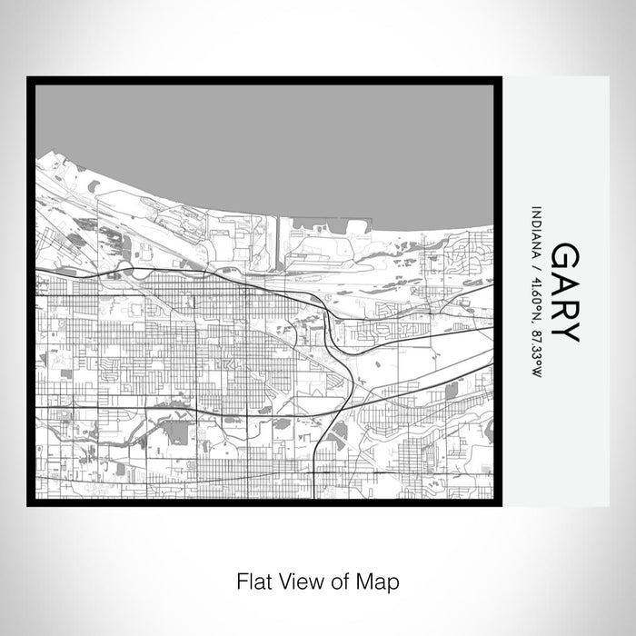 Rendered View of Gary Indiana Map on 20oz Stainless Steel Insulated Bottle with Bamboo Top with printed classic style map