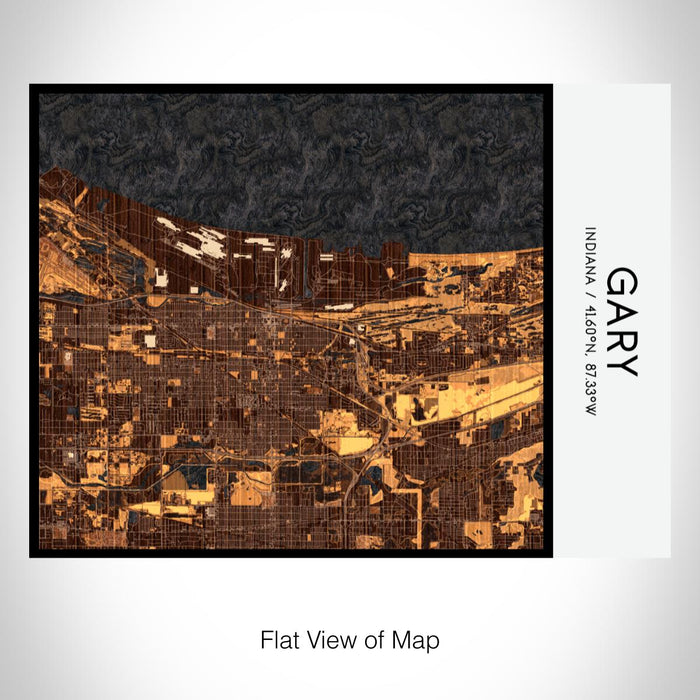 Rendered View of Gary Indiana Map on 20oz Stainless Steel Insulated Bottle with Bamboo Top with printed ember style map