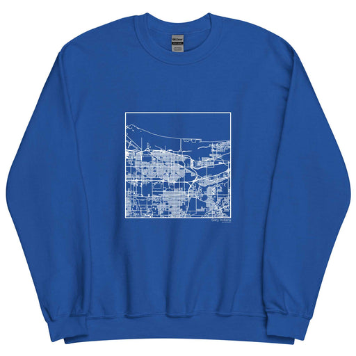 Gary Indiana  Map Unisex Crewneck Sweater with City inscription in Royal Blue