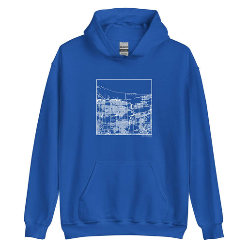 Gary Indiana  Map Unisex Hoodie Sweater with City inscription in Royal Blue