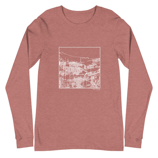 Gary Indiana  Map Unisex Long-Sleeve T-shirt with City inscription in Heather Mauve