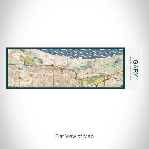 Rendered View of Gary Indiana Map on 10oz Stainless Steel Insulated Cup in Woodblock with Sliding Lid