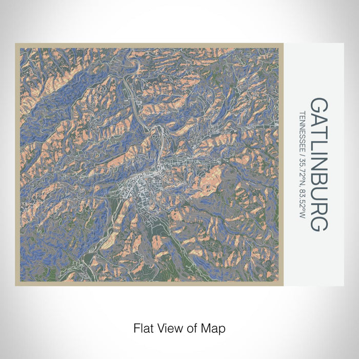 Rendered View of Gatlinburg Tennessee Map on 20oz Stainless Steel Insulated Bottle with Bamboo Top with printed afternoon style map