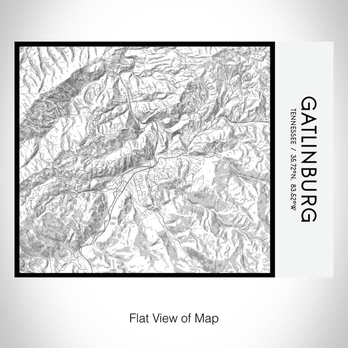 Rendered View of Gatlinburg Tennessee Map on 20oz Stainless Steel Insulated Bottle with Bamboo Top with printed classic style map