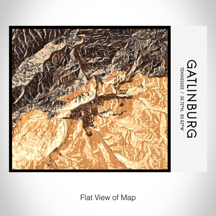 Rendered View of Gatlinburg Tennessee Map on 20oz Stainless Steel Insulated Bottle with Bamboo Top with printed ember style map