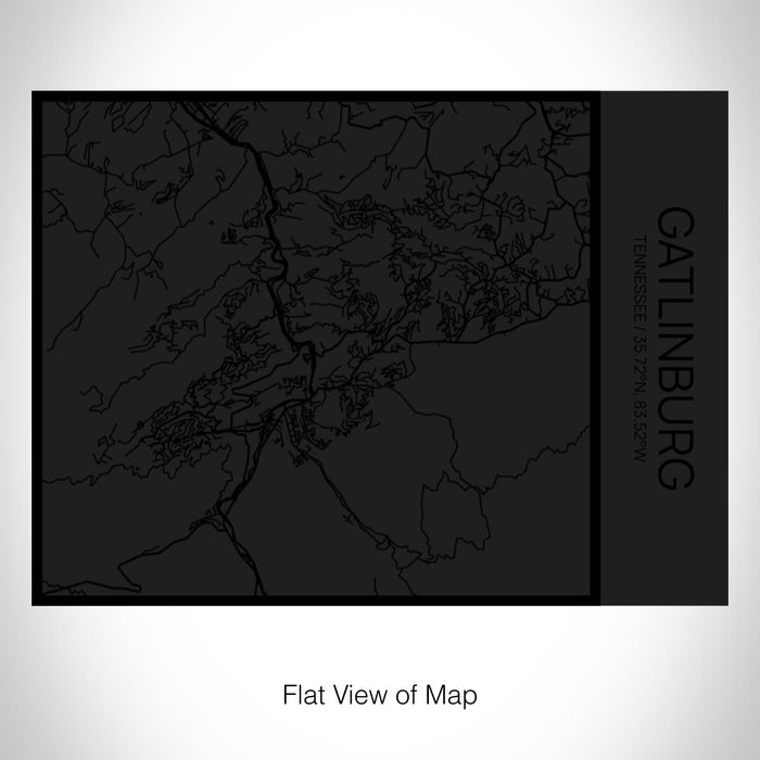 Rendered View of Gatlinburg Tennessee Map on 20oz Stainless Steel Insulated Bottle with Bamboo Top in Matte Black with printed Tactile Lines Map in Black