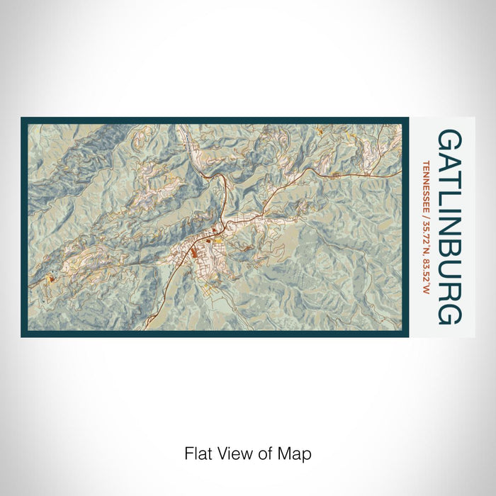 Rendered View of Gatlinburg Tennessee Map on 17oz Stainless Steel Insulated Bottle with printed woodblock style map