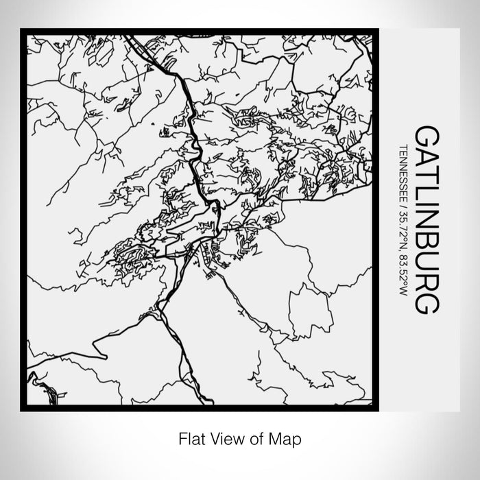 Rendered View of Gatlinburg Tennessee Map on 17oz Stainless Steel Insulated Tumbler in Matte White with Tactile Lines
