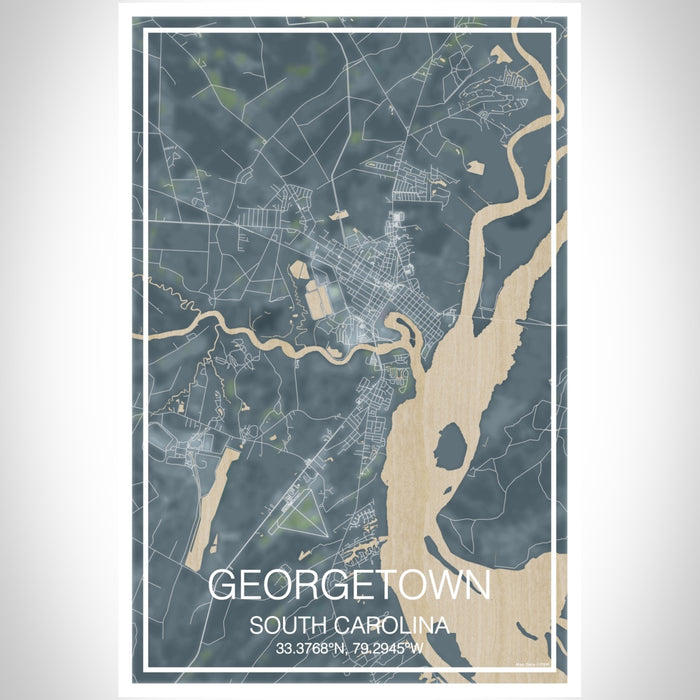 Georgetown South Carolina Map Print Portrait Orientation in Afternoon Style With Shaded Background