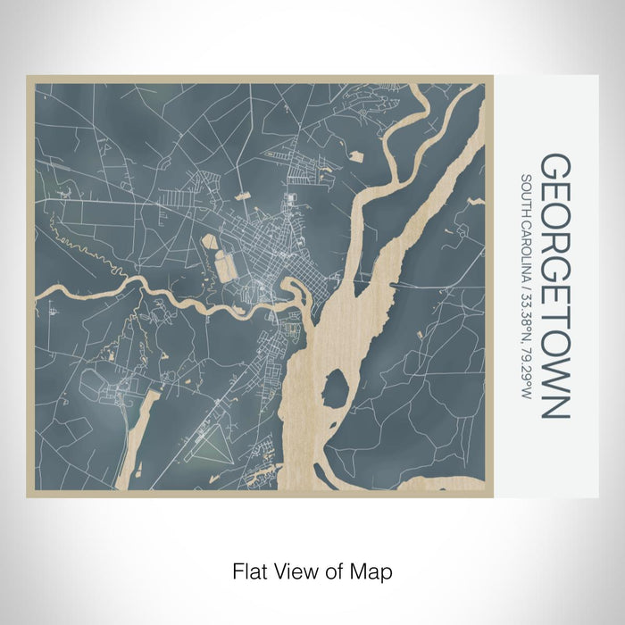 Rendered View of Georgetown South Carolina Map on 20oz Stainless Steel Insulated Bottle with Bamboo Top with printed afternoon style map