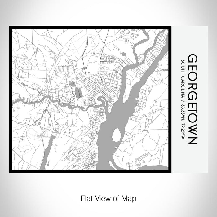 Rendered View of Georgetown South Carolina Map on 20oz Stainless Steel Insulated Bottle with Bamboo Top with printed classic style map