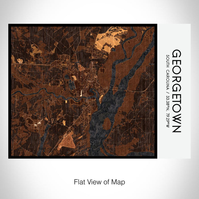 Rendered View of Georgetown South Carolina Map on 20oz Stainless Steel Insulated Bottle with Bamboo Top with printed ember style map