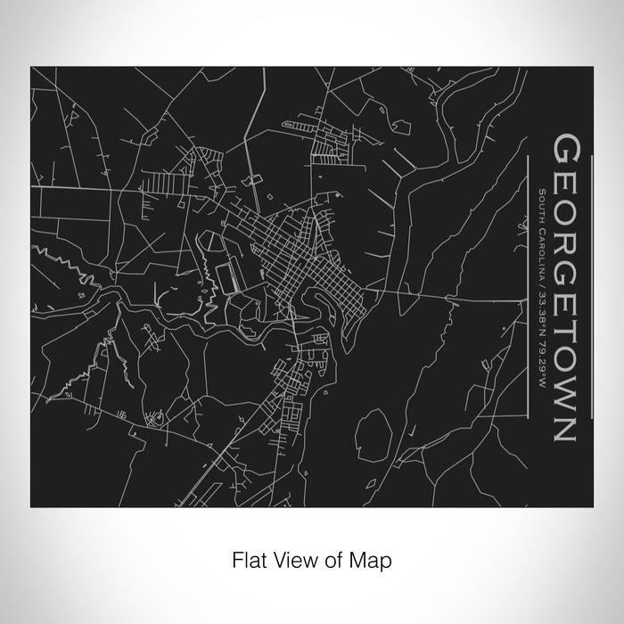 Rendered View of Georgetown South Carolina Map on 20oz Stainless Steel Insulated Bottle with Bamboo Top in Black