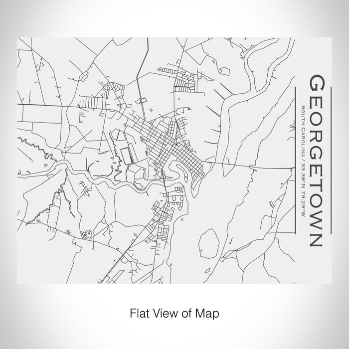 Rendered View of Georgetown South Carolina Map on 20oz Stainless Steel Insulated Bottle with Bamboo Top in White