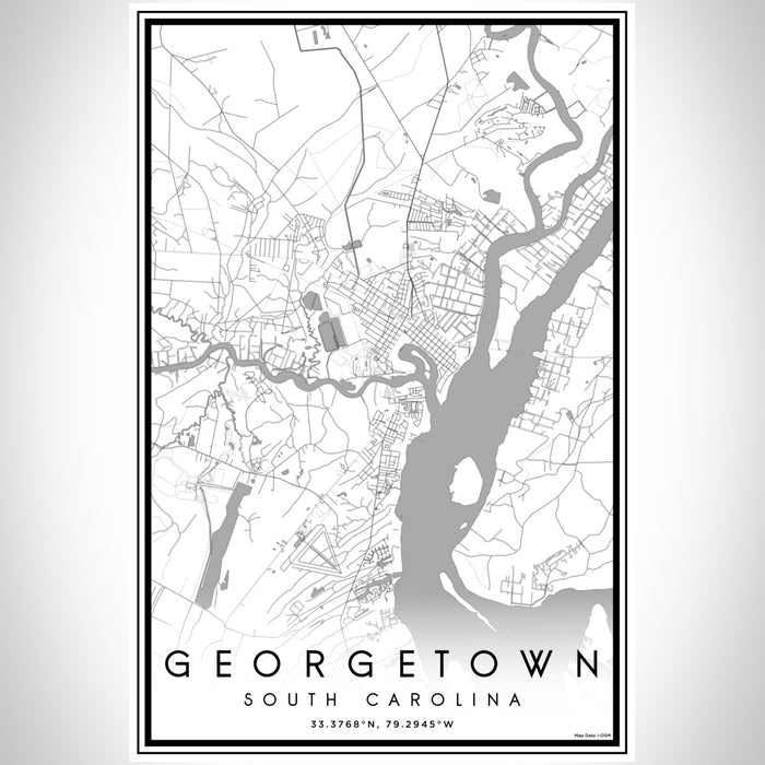 Georgetown South Carolina Map Print Portrait Orientation in Classic Style With Shaded Background