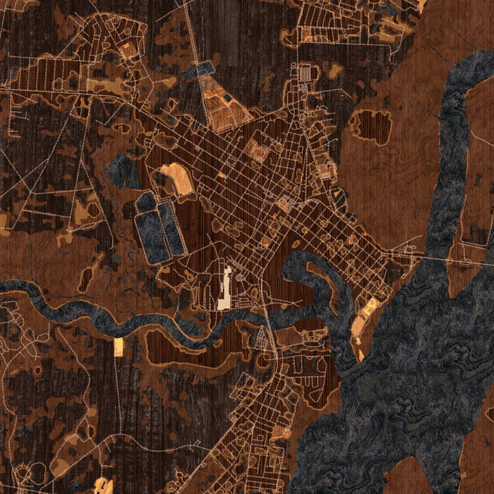 Georgetown South Carolina Map Print in Ember Style Zoomed In Close Up Showing Details