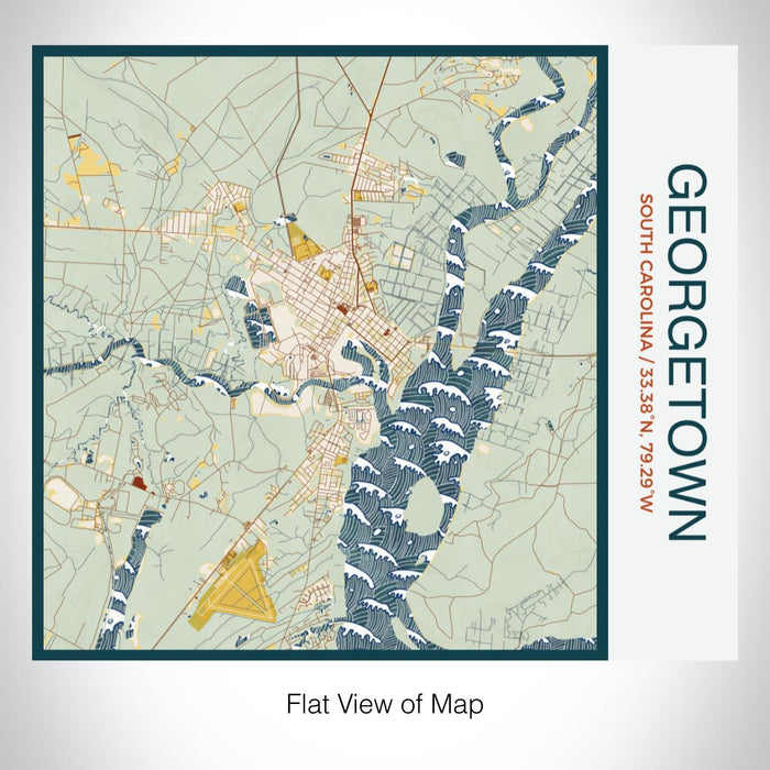 Rendered View of Georgetown South Carolina Map on 17oz Stainless Steel Insulated Tumbler in Woodblock Map Style